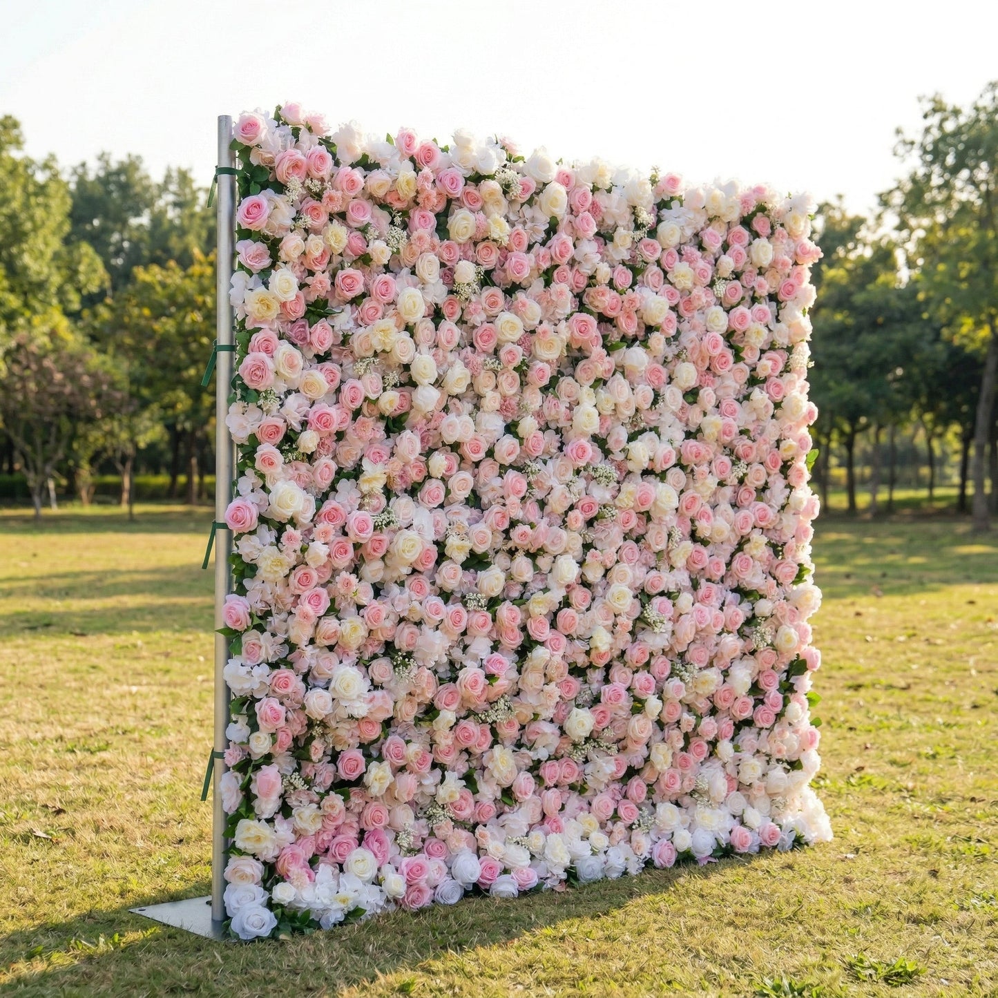 Pink and white flower wall left side view