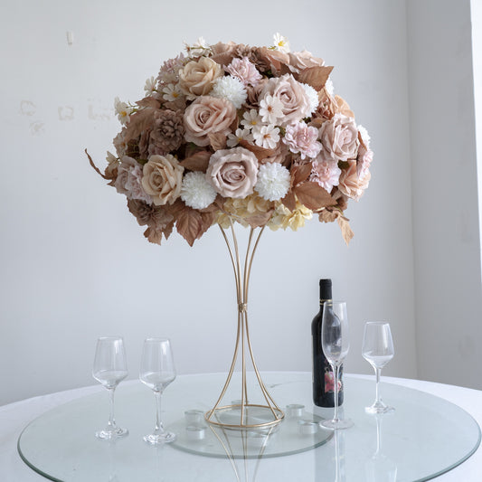Champagne Floral Centerpiece – Wedding Table Decor