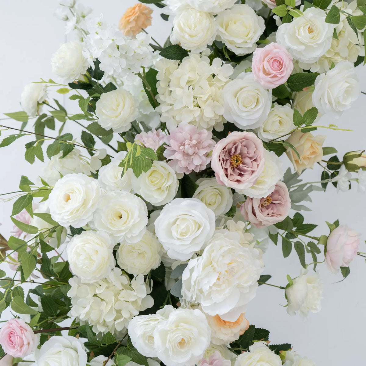 White & Pink Floral Horn Wedding Arch Set