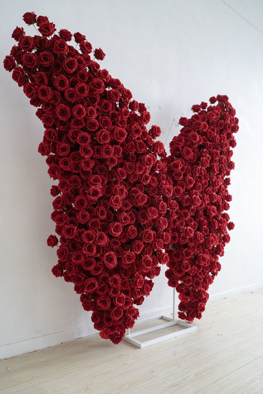 Red Butterfly Floral Horn Arch for Wedding Ceremony & Reception – Bridal Backdrop & Photo Zone Decoration