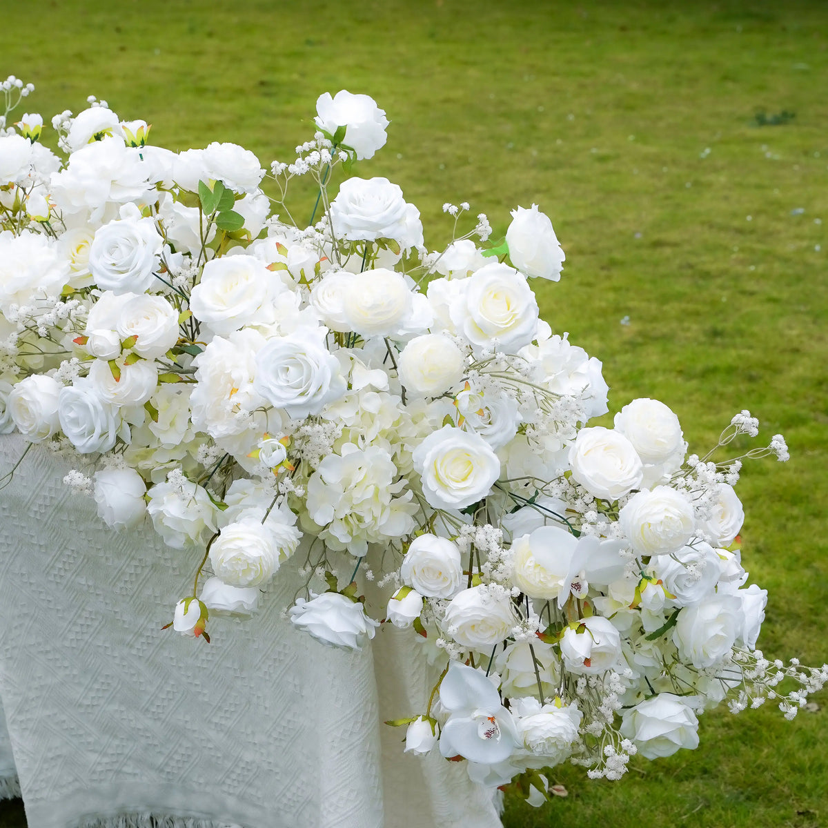 White Orchid, Rose & Hydrangea Artificial Flower Runner – product image 4