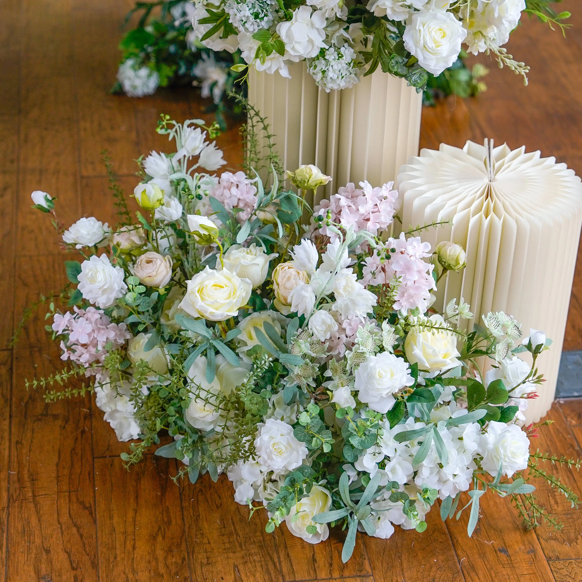 White, Blush & Greenery Artificial Flower Runner – product image 5