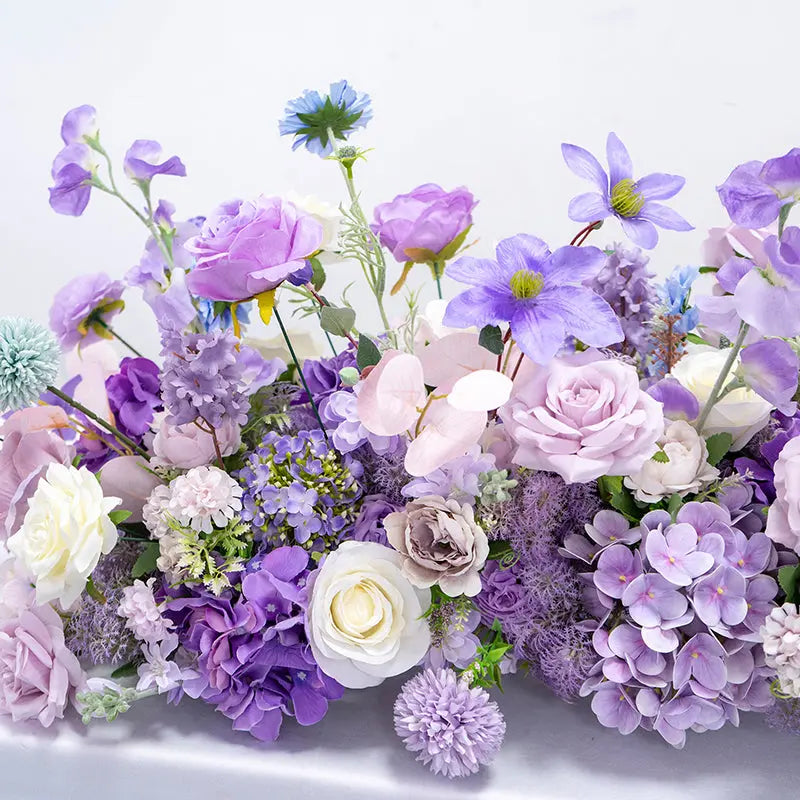 Purple & Ivory Rose Artificial Flower Runner – product image 8