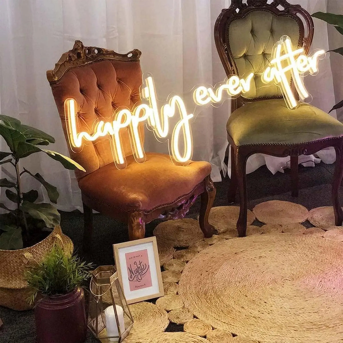 90 CM Happily Ever After LED Neon Sign - Custom Handcrafted Wedding & Bridal Decor