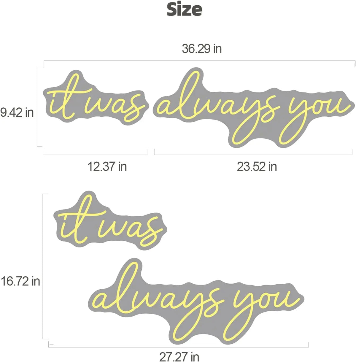 36inch It Was Always You' LED Neon Sign – Dimmable Warm White Wall Decor for Party & Wedding– Reusable Neon Night Light