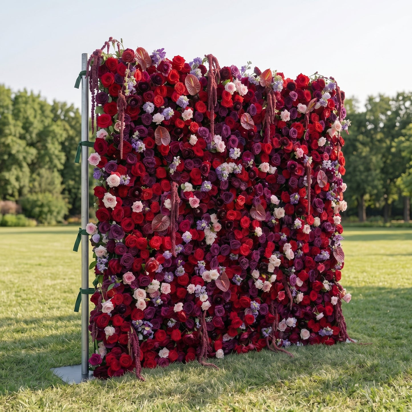 Purple and red flower wall side view