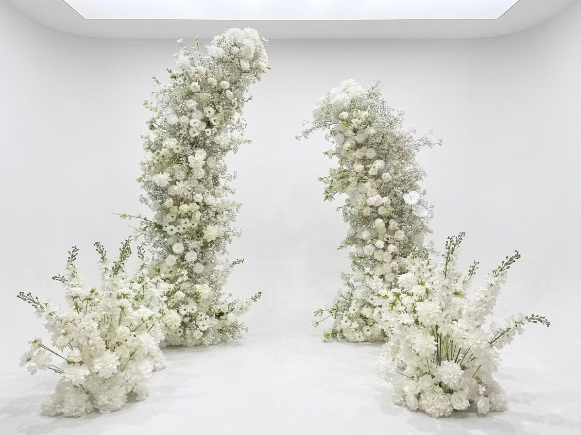 Grand White Blossom Wedding Flower Arch by Rosy Flower Wall — luxury wedding flower arch for weddings and events