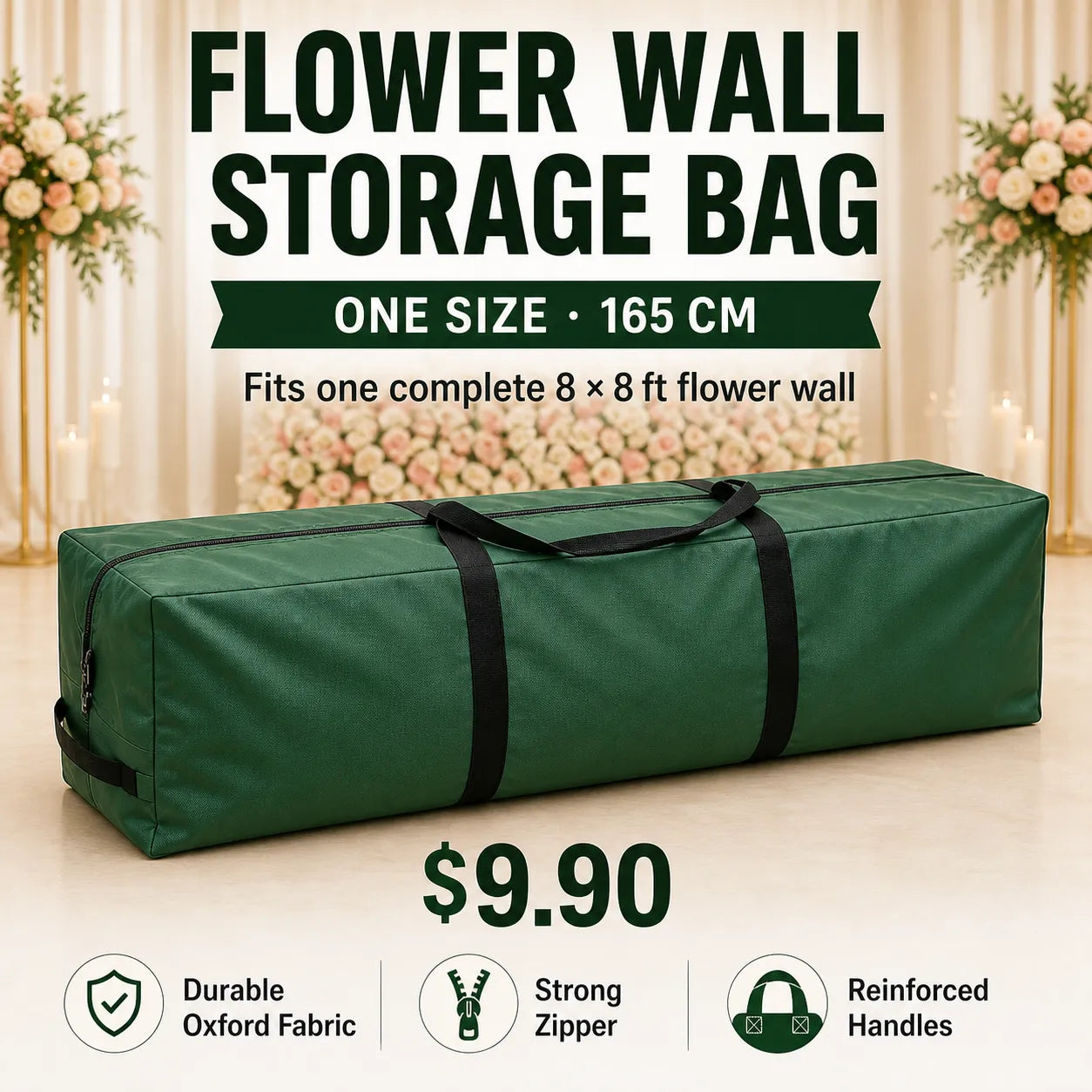 165 cm flower wall storage bag for one complete 8 x 8 ft flower wall