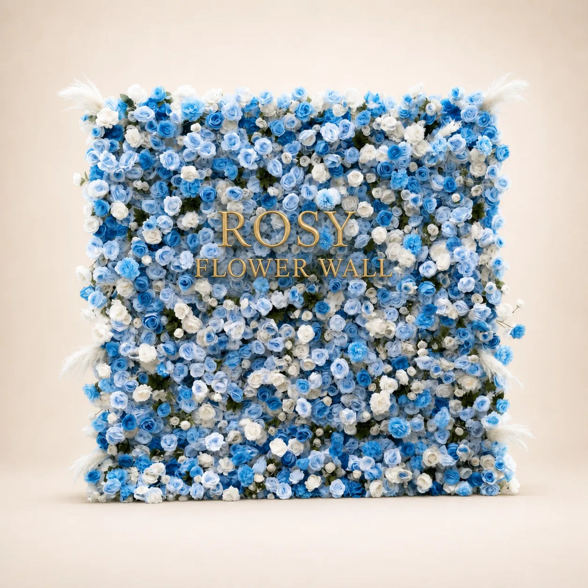 3D Blue & White Rose Flower Wall Backdrop - Rosy Flower Wall warm studio product image