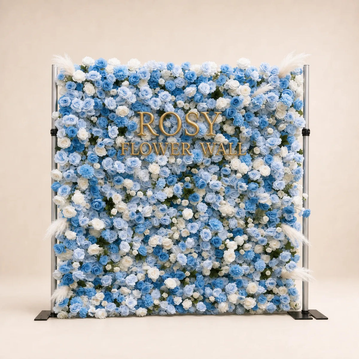 3D Blue & White Rose Flower Wall Backdrop - Rosy Flower Wall warm studio product image