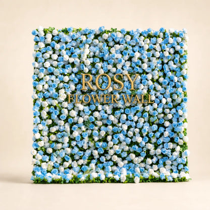 3D Blue & White Rose Flower Wall Backdrop - Rosy Flower Wall warm studio product image