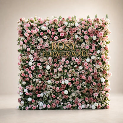 3D Pink & White Rose Flower Wall Backdrop - Rosy Flower Wall warm studio product image