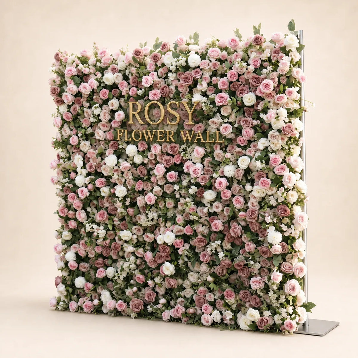 3D Pink & White Rose Flower Wall Backdrop - Rosy Flower Wall warm studio product image