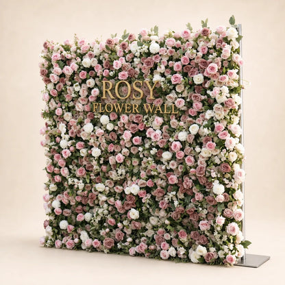 3D Pink & White Rose Flower Wall Backdrop - Rosy Flower Wall warm studio product image