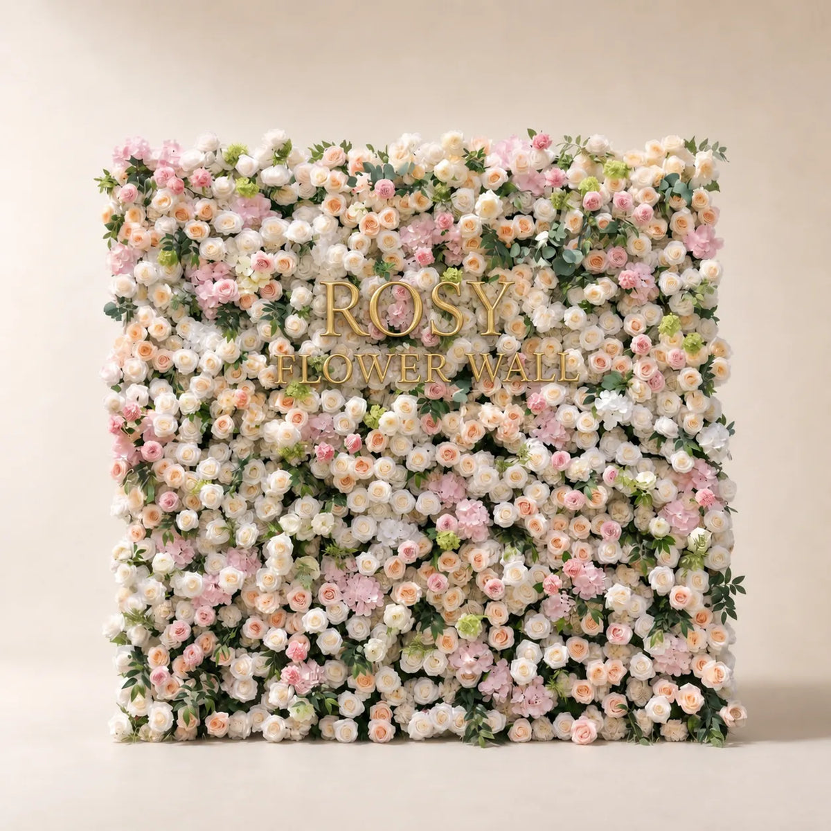 3D Pink & White Silk Flower Wall Backdrop - Rosy Flower Wall warm studio product image