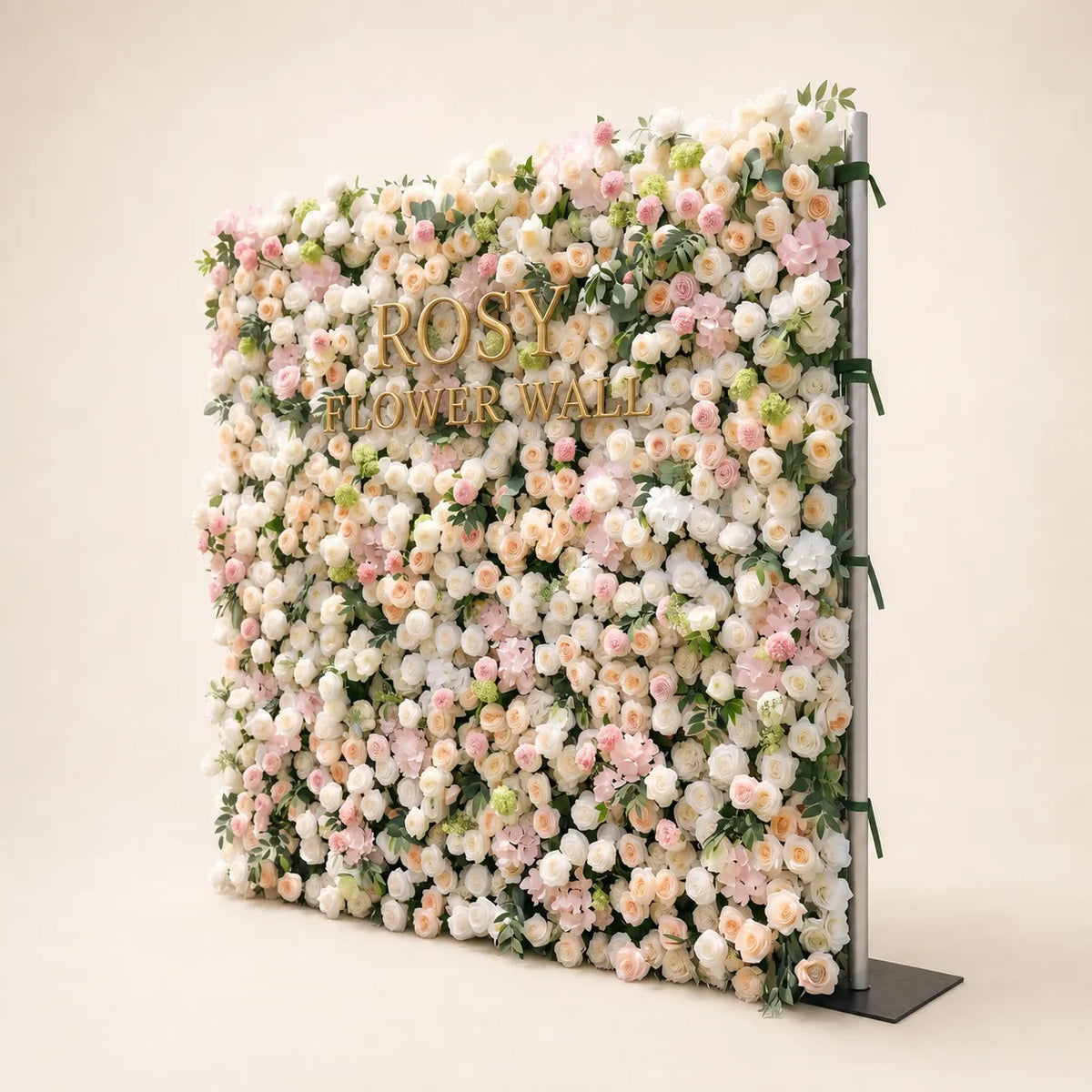 3D Pink & White Silk Flower Wall Backdrop - Rosy Flower Wall warm studio product image