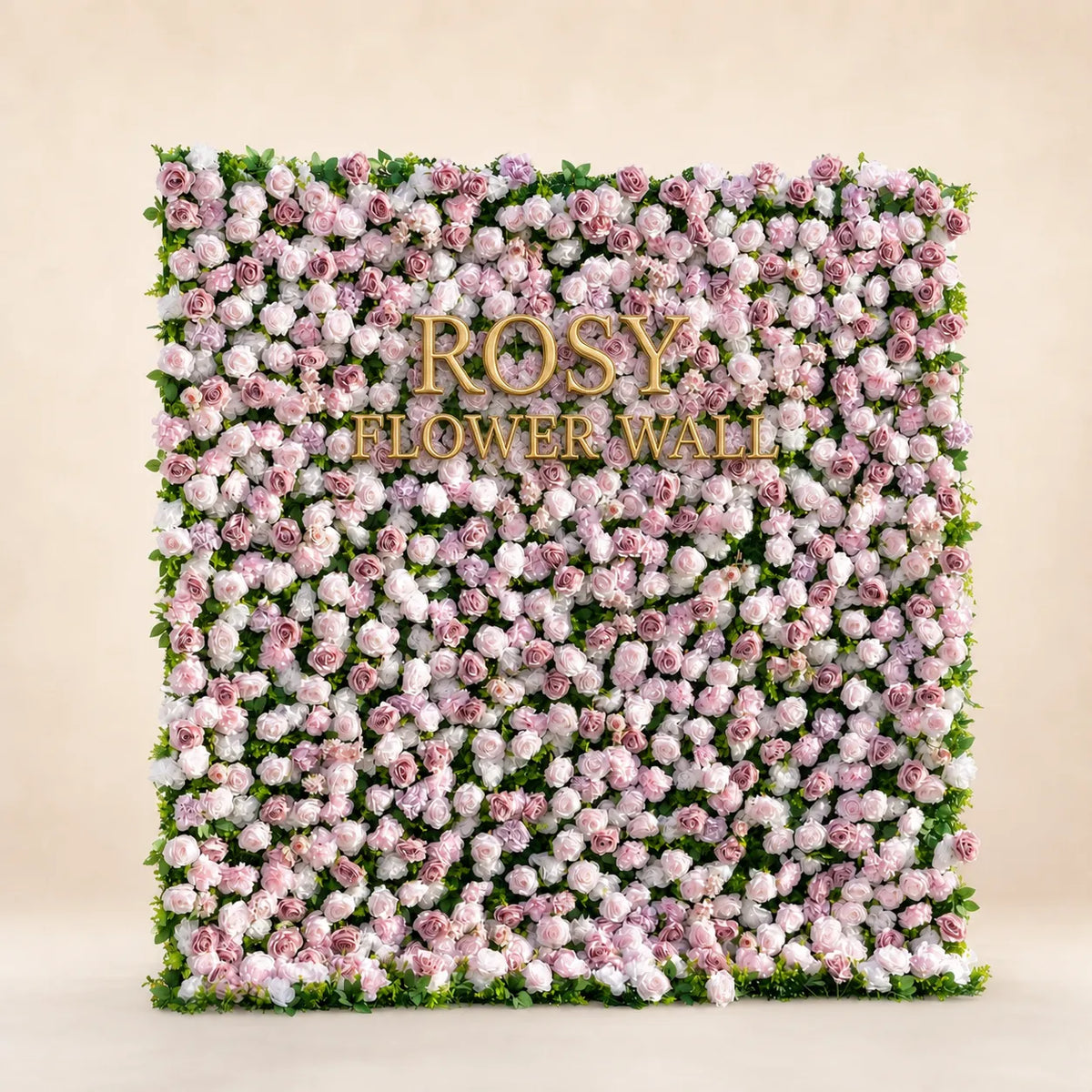 3D Zip-Up Pink & White Artificial Flower Wall Backdrop – 8 ft × 8 ft - Rosy Flower Wall warm studio product image