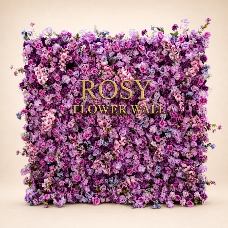 8x8ft Premium 5D Sculptural Flower Wall - Lavender Mist - Rosy Flower Wall warm studio product image