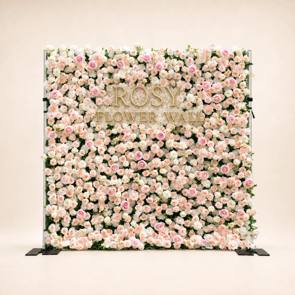 Luxury 3D Blush Pink & Ivory Silk Flower Wall - Rosy Flower Wall warm studio product image