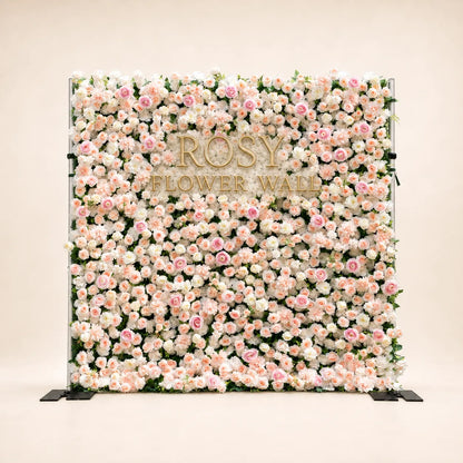 Luxury 3D Blush Pink & Ivory Silk Flower Wall - Rosy Flower Wall warm studio product image