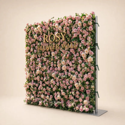 Luxury 3D Blush Pink Garden Silk Flower Wall - Rosy Flower Wall warm studio product image