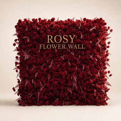 Luxury 3D Burgundy Red Silk Flower Wall Backdrop - Rosy Flower Wall warm studio product image