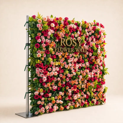 Luxury 3D Multicolor Silk Flower Wall Backdrop - Rosy Flower Wall warm studio product image
