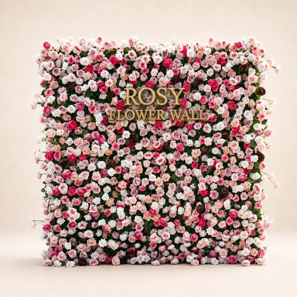 Luxury 3D Pink Rose Silk Flower Wall Backdrop - Rosy Flower Wall warm studio product image
