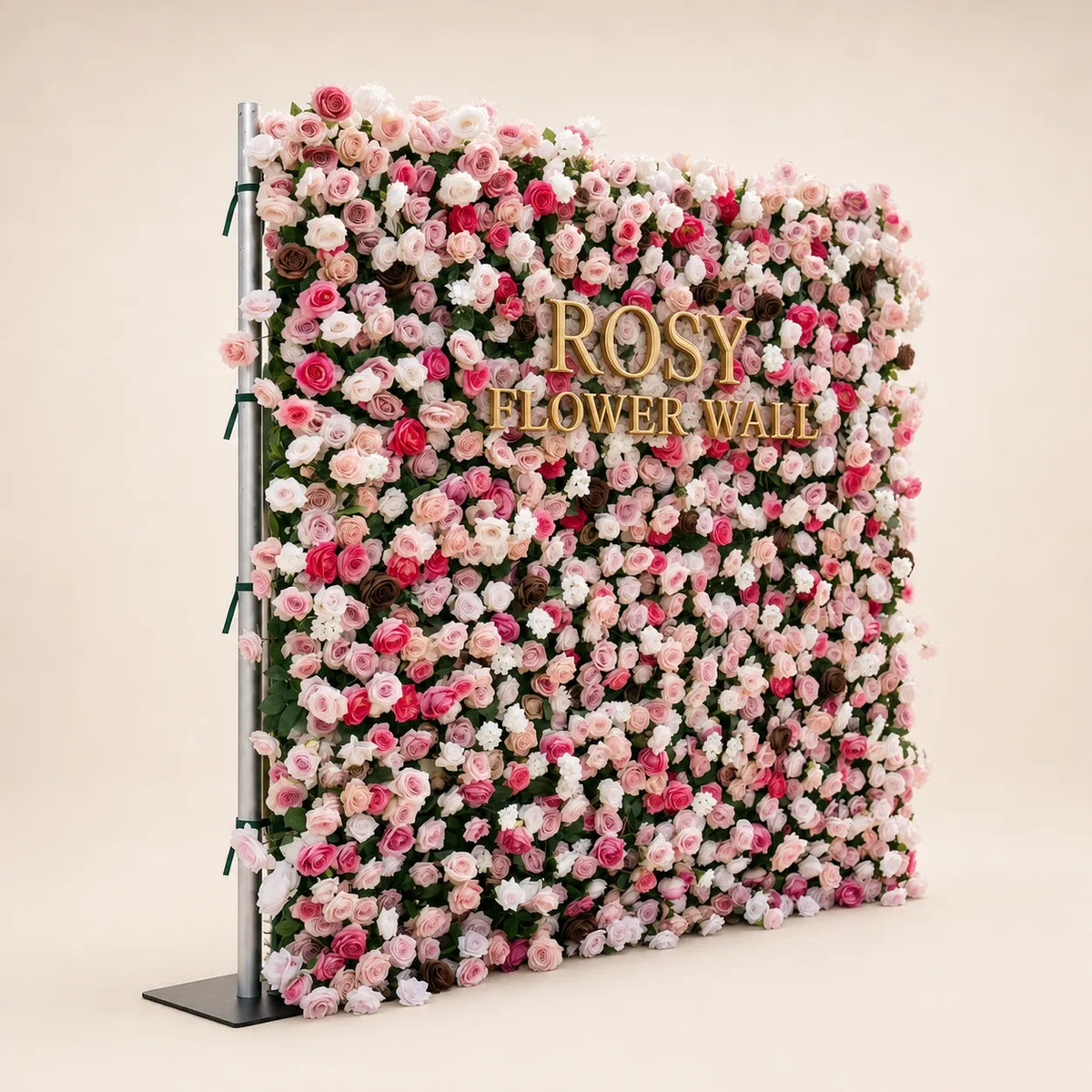 Luxury 3D Pink Rose Silk Flower Wall Backdrop - Rosy Flower Wall warm studio product image