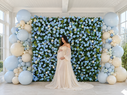 Blue Rose Flower Wall Backdrop – 3D Artificial Floral Wall for Weddings & Events