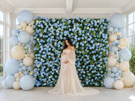 Blue Rose Flower Wall Backdrop – 3D Artificial Floral Wall for Weddings & Events
