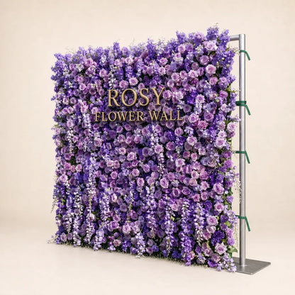 Luxury 3D Purple Silk Flower Wall Backdrop - Rosy Flower Wall warm studio product image