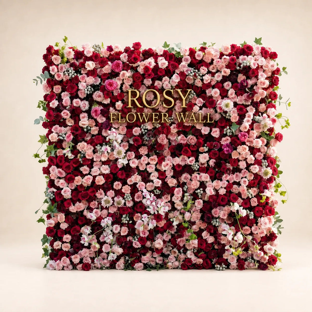 Luxury 3D Red & Blush Silk Flower Wall Backdrop - Rosy Flower Wall warm studio product image
