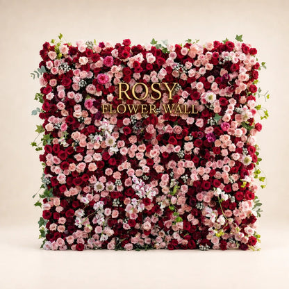 Luxury 3D Red & Blush Silk Flower Wall Backdrop - Rosy Flower Wall warm studio product image