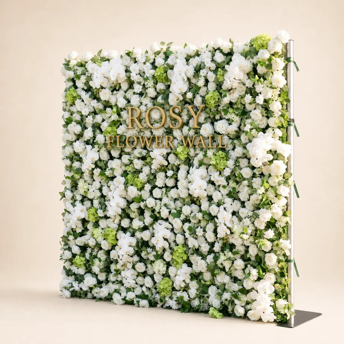 Luxury 3D White Orchid Silk Flower Wall Backdrop - Rosy Flower Wall warm studio product image