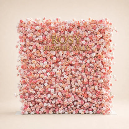 Luxury 4D Blush & Peach Rose Silk Flower Wall - Rosy Flower Wall warm studio product image