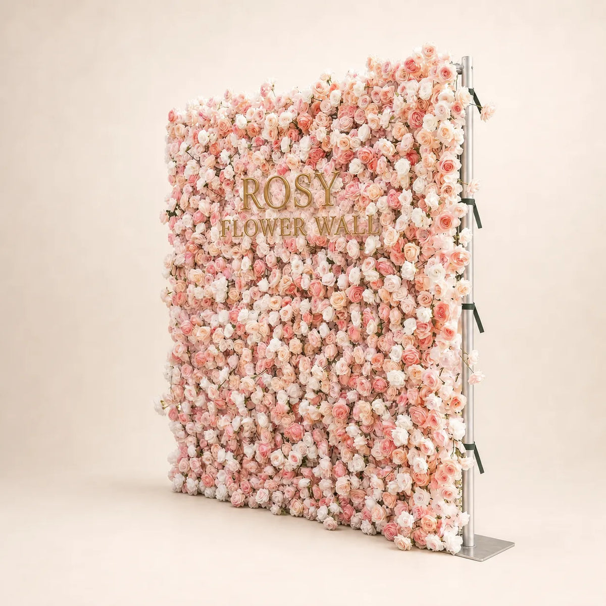 Luxury 4D Blush & Peach Rose Silk Flower Wall - Rosy Flower Wall warm studio product image
