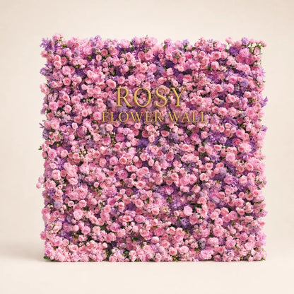 Luxury 4D Lavender Purple & Soft Pink Silk Flower Wall Backdrop - Rosy Flower Wall warm studio product image