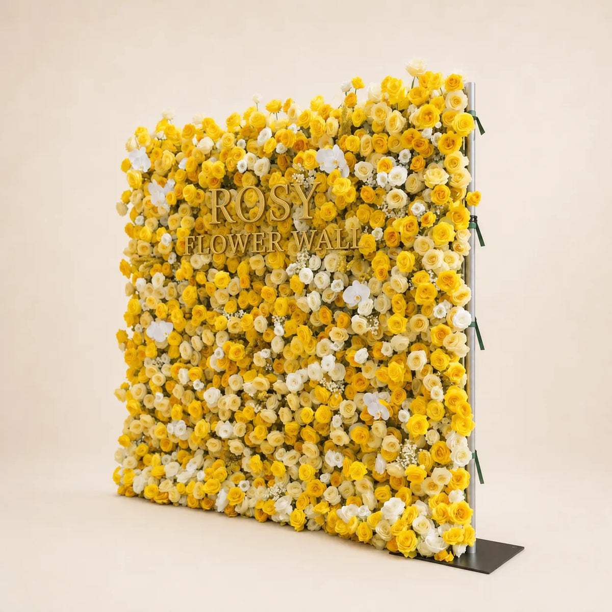 Luxury 4D Lemon Yellow & White Silk Flower Wall Backdrop - Rosy Flower Wall warm studio product image