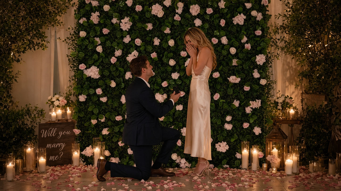 Sfondo da parete floreale di rose rosa 2,4 x 2,4 m per matrimoni ed eventi