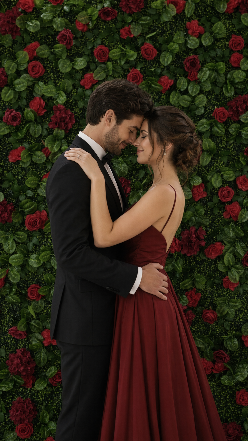 8×8 FT Red Rose Flower Wall Backdrop – Easy Setup, Reusable Event Decor