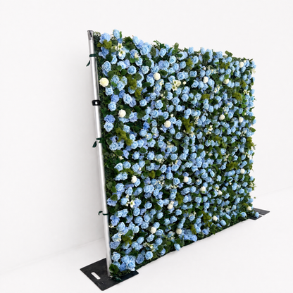 Blue Rose Flower Wall Backdrop – 3D Artificial Floral Wall for Weddings & Events