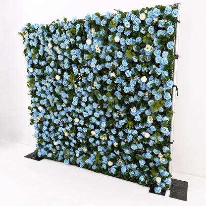 Blue Rose Flower Wall Backdrop – 3D Artificial Floral Wall for Weddings & Events