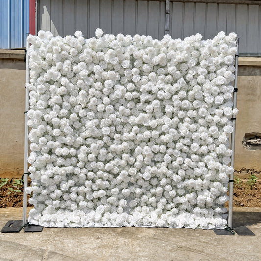 5D White Rose Flower Wall Backdrop | Luxury Wedding & Event Decor