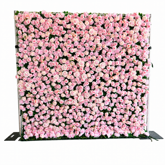 Blush Pink Rose Flower Wall Backdrop – 3D Artificial Floral Wall for Weddings & Events