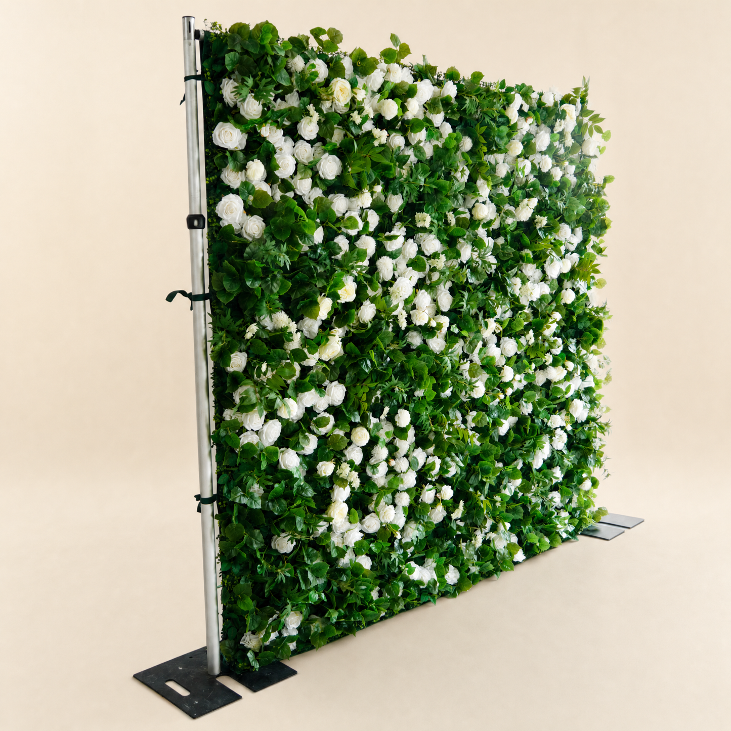White&Green Rose Flower Wall Backdrop – 5D Artificial Floral Wall for Weddings & Events