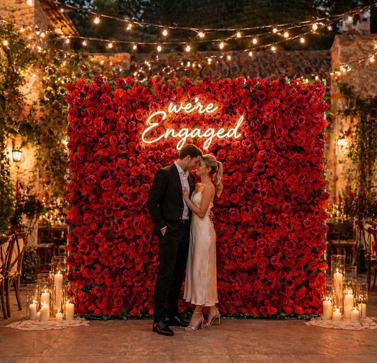 8x8 FT Red Rose Flower Wall Backdrop for Weddings & Events