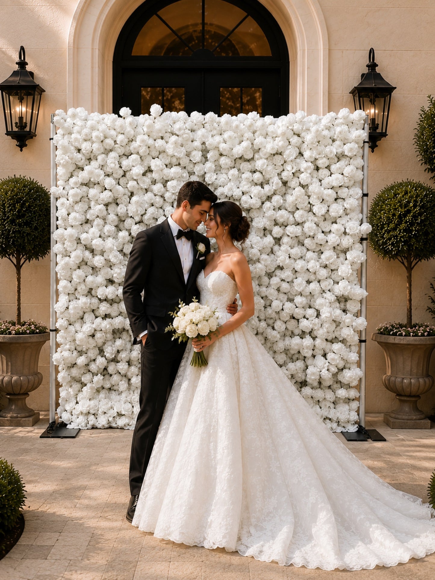 5D White Rose Flower Wall Backdrop | Luxury Wedding & Event Decor