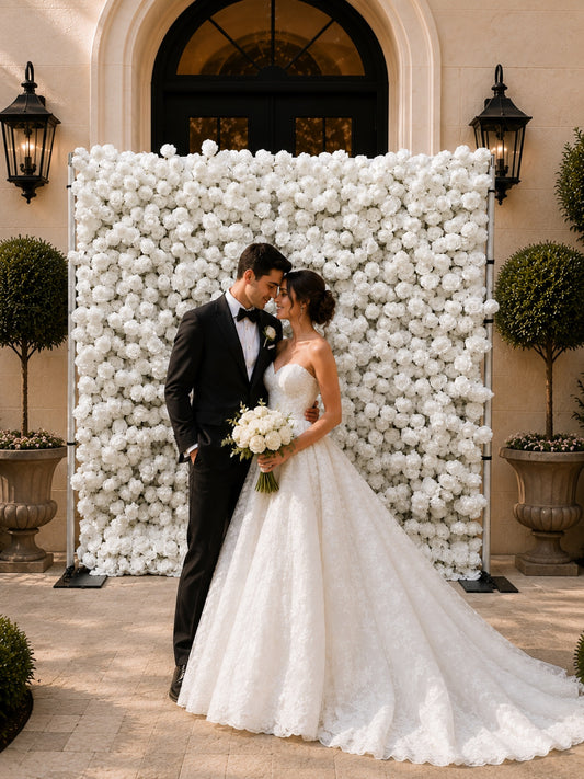 5D White Rose Flower Wall Backdrop | Luxury Wedding & Event Decor