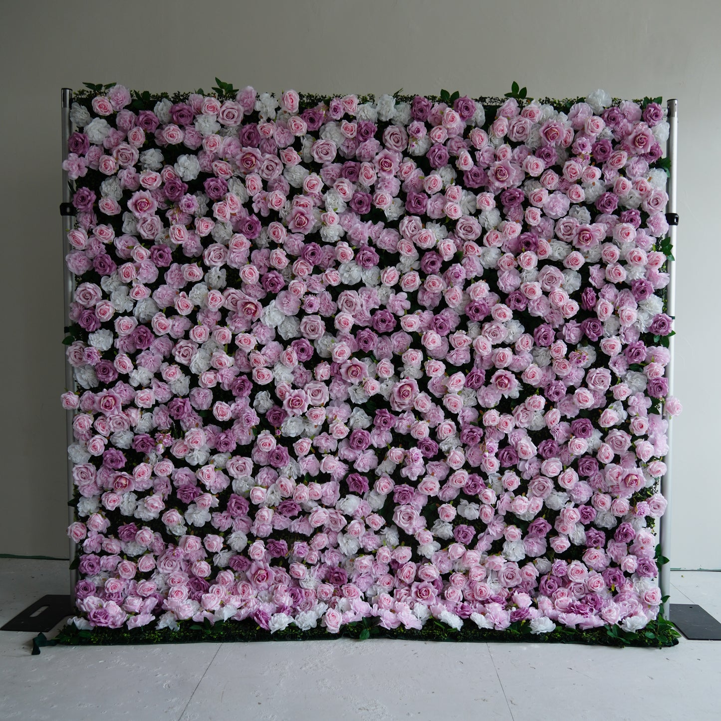 Purple Pink Rose Flower Wall Backdrop – 3D Artificial Floral Wall for Weddings & Events